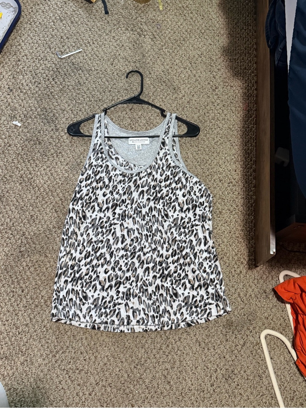 Women's Animal Print Tank Top - White/Black